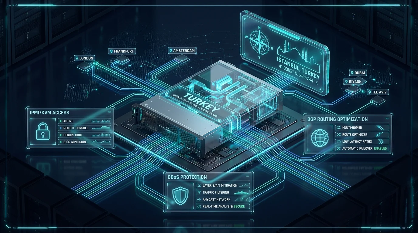 ServerBike Turkey dedicated server hardware and network planning view